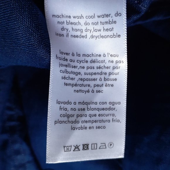 Onia Linen Button Up Long Sleeve Shirt With Roll-Tab Sleeves Blue Size XXL - Picture 11 of 12